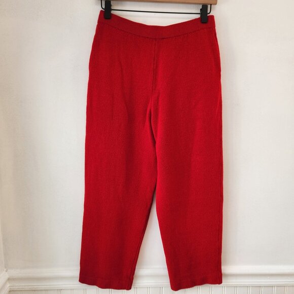 St. John Collection Marie Grey Red Santana Knit Pull-On Pants Trousers Size 4 - Picture 2 of 6